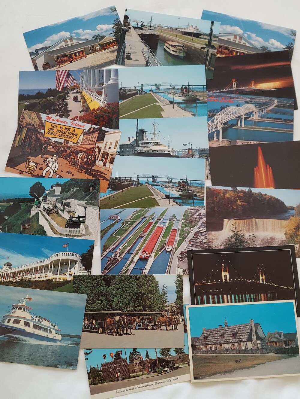 Assorted Vintage Michigan Postcards- Mackinac,Grand Hotel,Locks,Others, Unposted